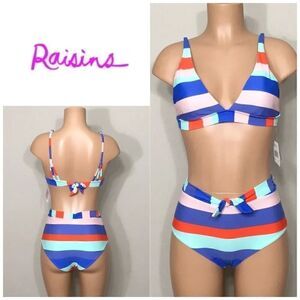RAISINS stripe high waisted swimsuit. L-top/M-bottom. NWT